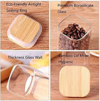 Borosilicate Square Glass Storage Jars with Bamboo Lid and Chalkboard Labels 200 ML (Pack of 10)