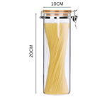 Borosilicate Glass Storage Jar With Clip and Airtight Bamboo Lid (Set of 2)