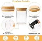 Hũ gia vị thủy tinh tròn nhỏ borosilicate có nắp tre và nhãn viết bảng đen, 10 chiếc