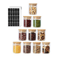 Hũ gia vị thủy tinh tròn nhỏ borosilicate có nắp tre và nhãn viết bảng đen, 10 chiếc
