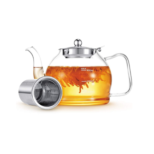 Borosilicate Glass Teapot 1200 ML with Stainless Steel Infuser with Lid