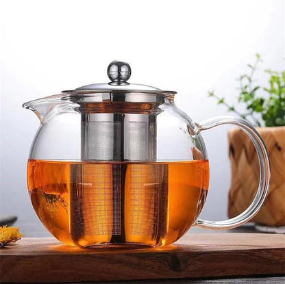 Borosilicate Glass Teapot With Stainless Steel Infuser and Lid 1300 ML