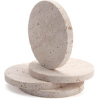 Travertine Stone Coasters for Drinks, Coffee, Beverage Holder