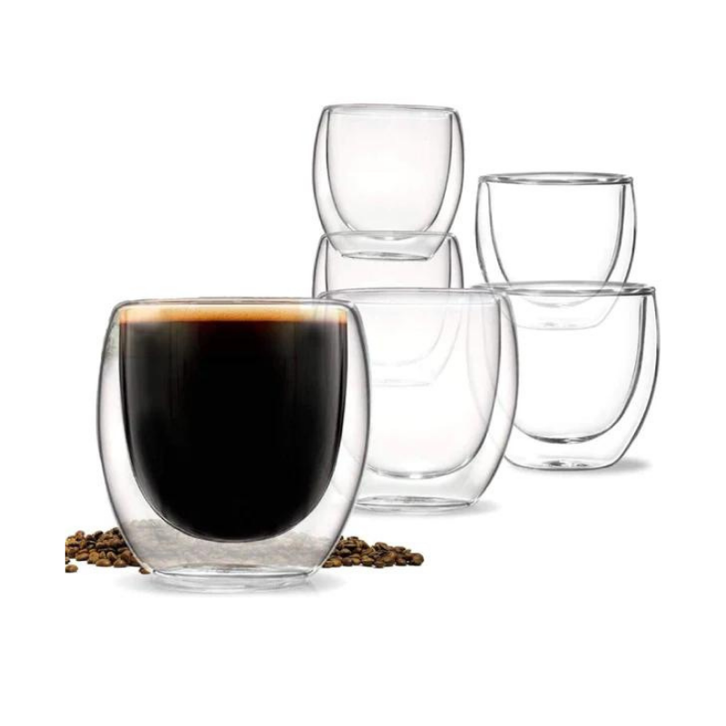 Double Wall Cava Glass Cup 80ML – Set of 6