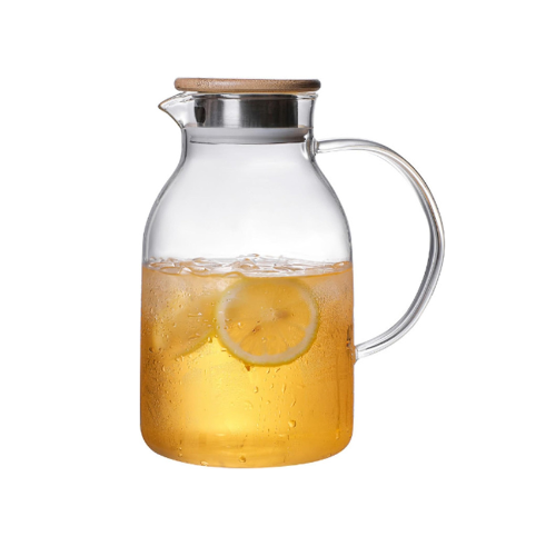 Borosilicate Glass Water Pitcher With Lid And Stainless Steel Strainer 1800 ML