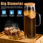 Borosilicate Water Jug With Handle and Bamboo Lid