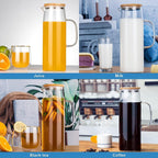 Borosilicate Water Jug With Handle and Bamboo Lid