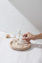 Natural Travertine Round Marble Tray – Beige, 25cm × 2.5cm