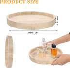 Natural Travertine Round Marble Tray – Beige, 25cm × 2.5cm