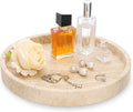Natural Travertine Round Marble Tray – Beige, 25cm × 2.5cm
