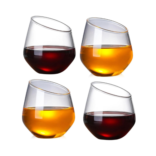 Borosilicate Slanted Crystal Whiskey Wine Glass 350 ML (4PCS)