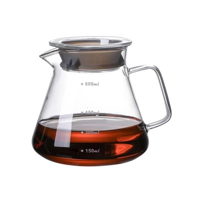 Borosilicate Glass Coffee Server Pot For Pour Over Coffee Maker Square Handle 600 ML, Clear