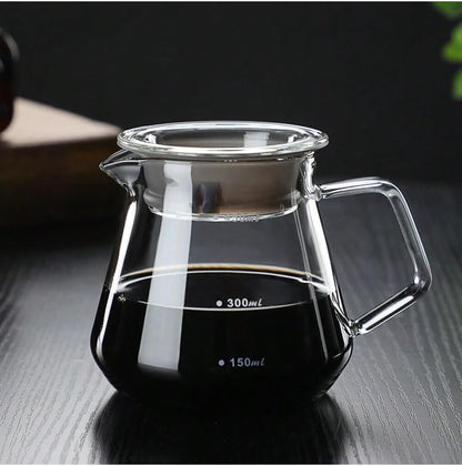 Borosilicate Glass Coffee Server Pot For Pour Over Coffee Maker Square Handle 600 ML, Clear