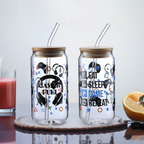 Gamer Sipper Glass Set 550ML – Bamboo Lid & Straw, Set of 2