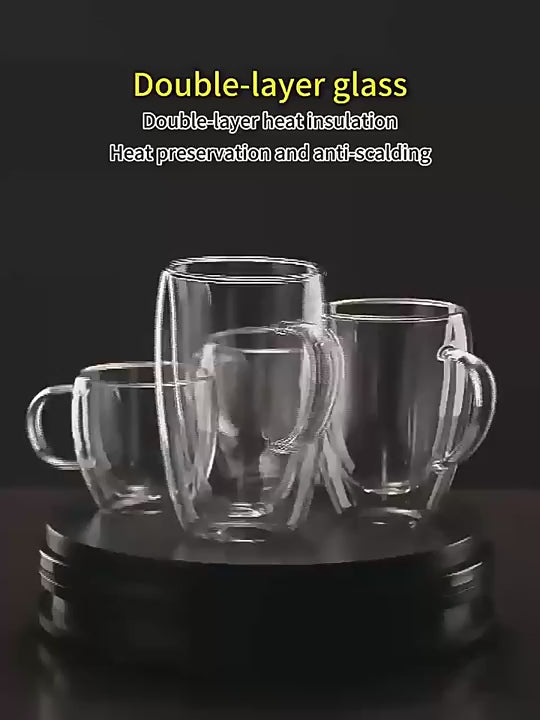 Double Wall Borosilicate Glass Mugs 350 ML (Set of 2)