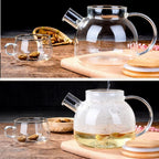 Glass Teapot 1000ML with Bamboo Lid and Removable Infuser, Perfect for Loose Leaf and Blooming Tea