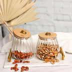 Hũ thủy tinh borosilicate có nắp tre kín khí và tay cầm bằng kim loại, hình bầu dục, hình côn, hình bầu dục &amp; hình nón Bộ 2