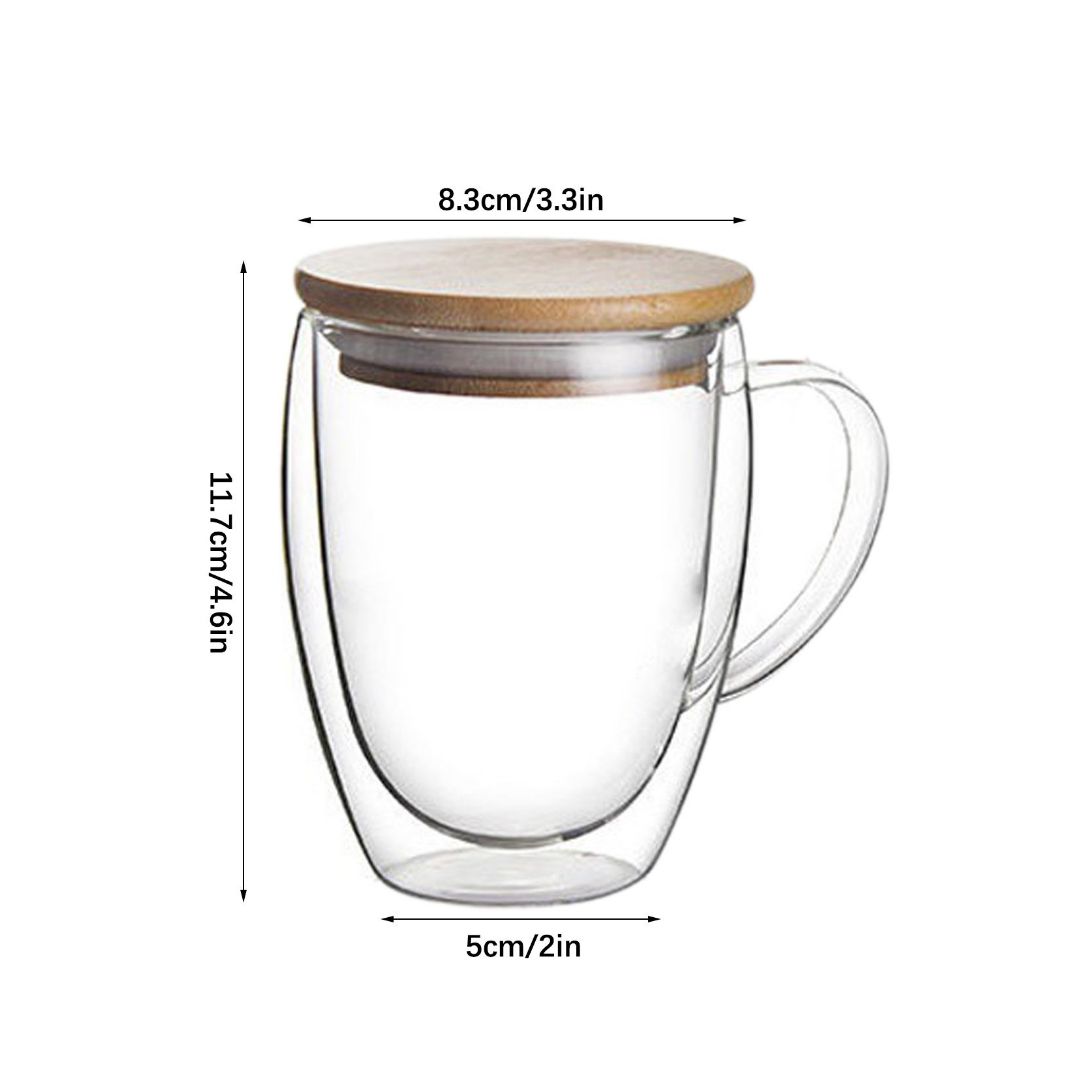 Double Wall Glass Coffee Mug with Bamboo Lid 350 ML