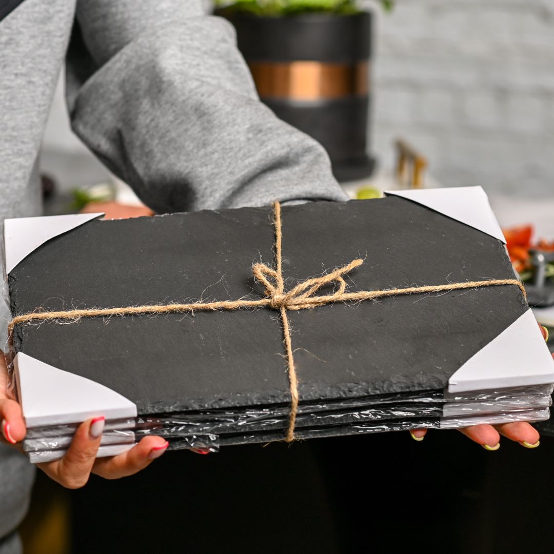 Natural Slate Gourmet Serving Plates – 4 Pack, 30x20cm