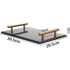 Natural Marble Vanity Trinket Tray with Golden Handles- Black