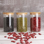Round Glass Food Storage Jars with Airtight Bamboo Lid – Set of 6