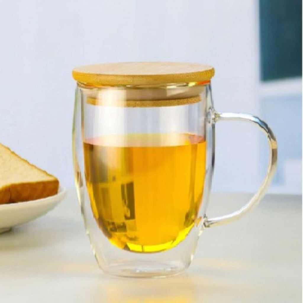 Ly Cà Phê Treo Tường Đôi Có Nắp Tre 350 ML