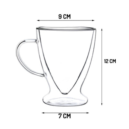 Double Wall Irish Glass Coffee Mugs 300 ML (Set of 2)