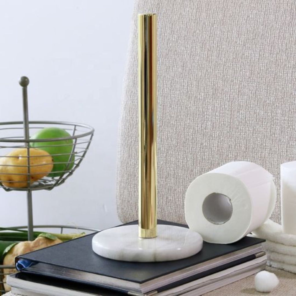 Gold Paper Tissue Towel Holder with Marble Base