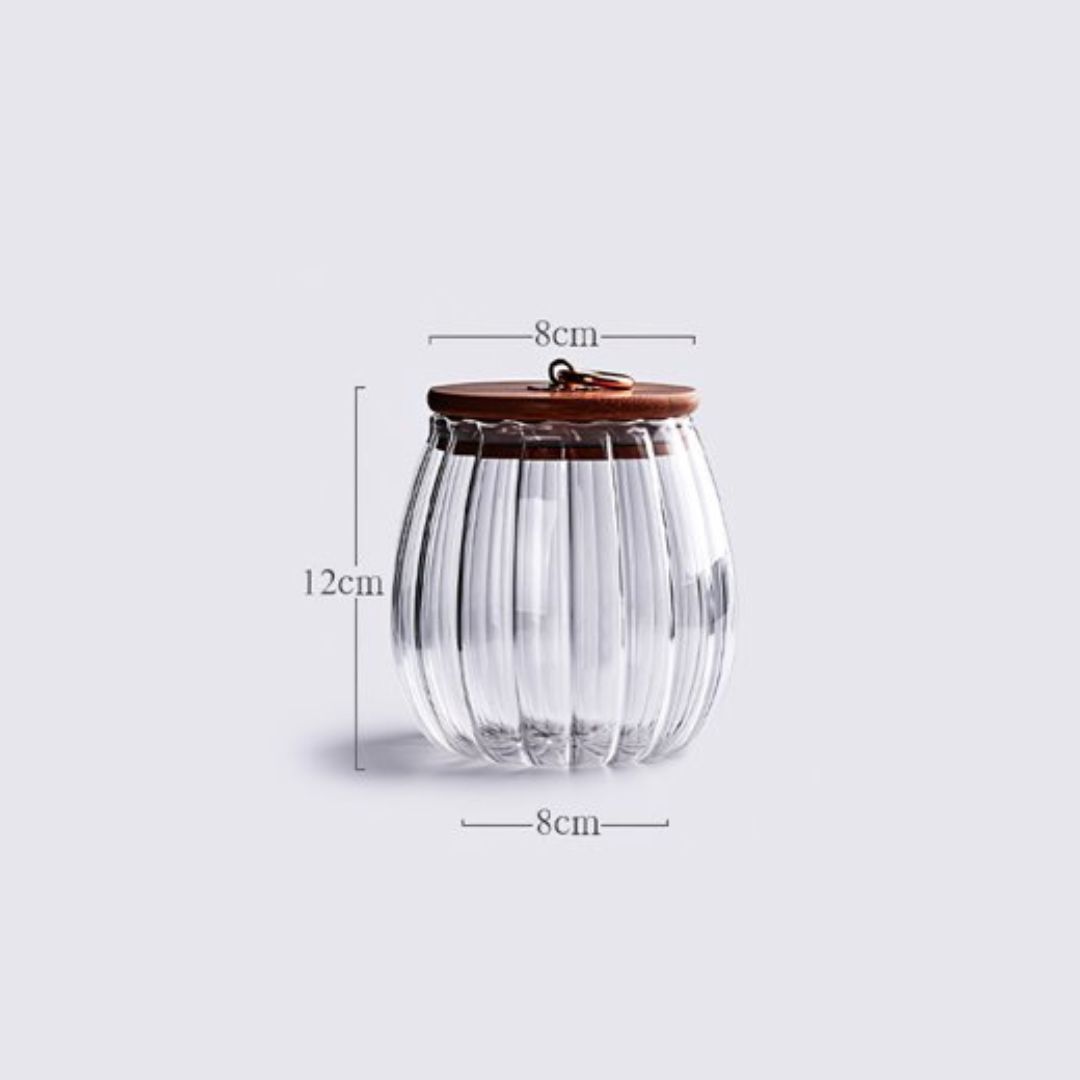 Borosilicate Glass Storage Jar With Airtight Bamboo Lid and Metal Handle , Oval,Taper, Oval & Conical Set Of 2