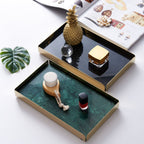 Black Natural Marble vanity Trinket Tray with Gold Detachable Base