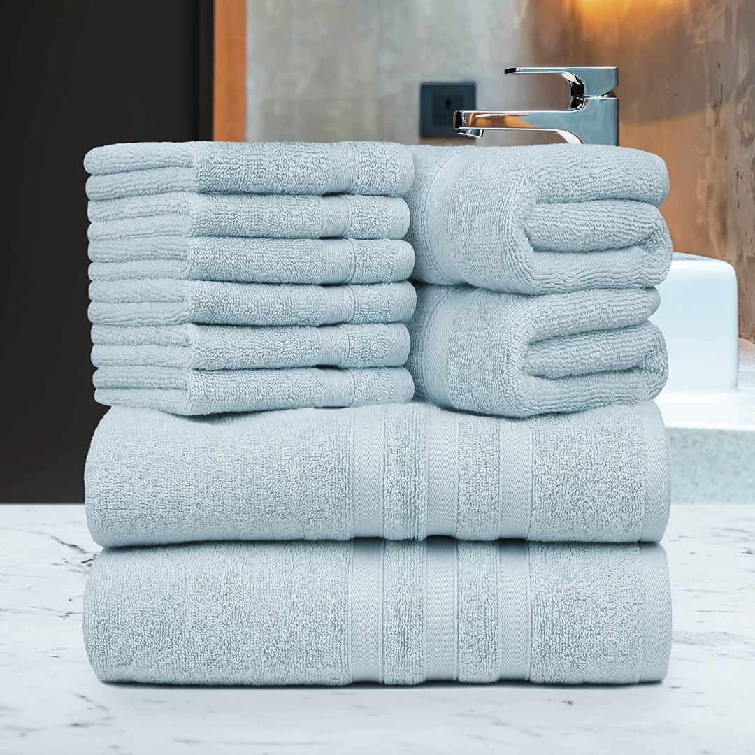 Towel Set - 2 Bath Towels, 2 Hand Towels and 6 Washcloths