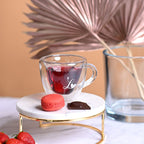 Heart-Shaped Double Wall Glass Mug 'Love' Print 180ML – Set of 2