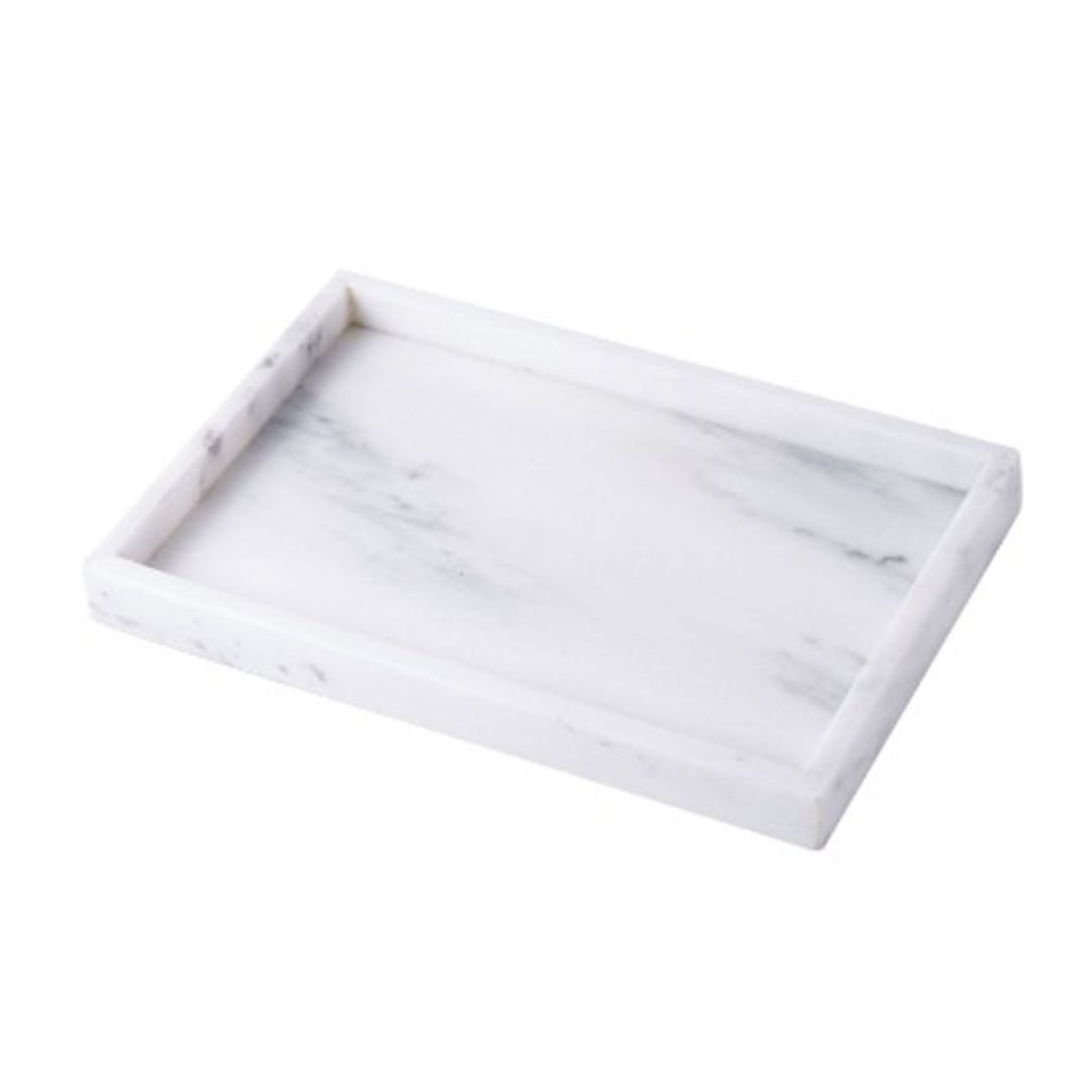 Rectangular Natural White Marble Stone Decorative Trinket Vanity Tray