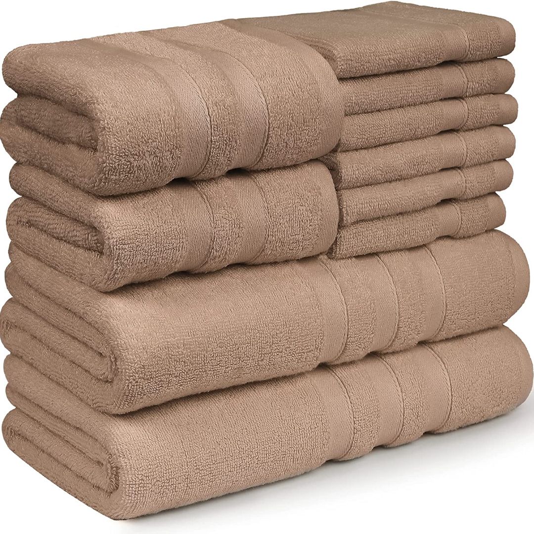 Towel Set - 2 Bath Towels, 2 Hand Towels and 6 Washcloths