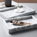 Rectangular Natural White Marble Stone Decorative Trinket Vanity Tray