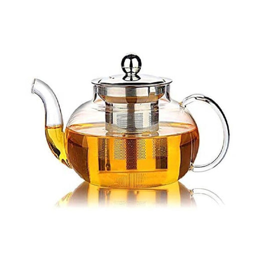 Glass Teapot 1500 ML With Heat Resistant Stainless Steel Infuser Tea Pot