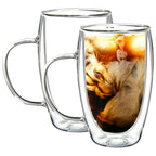Double Wall Glass Coffee Mugs 450 ML (Set of 2)