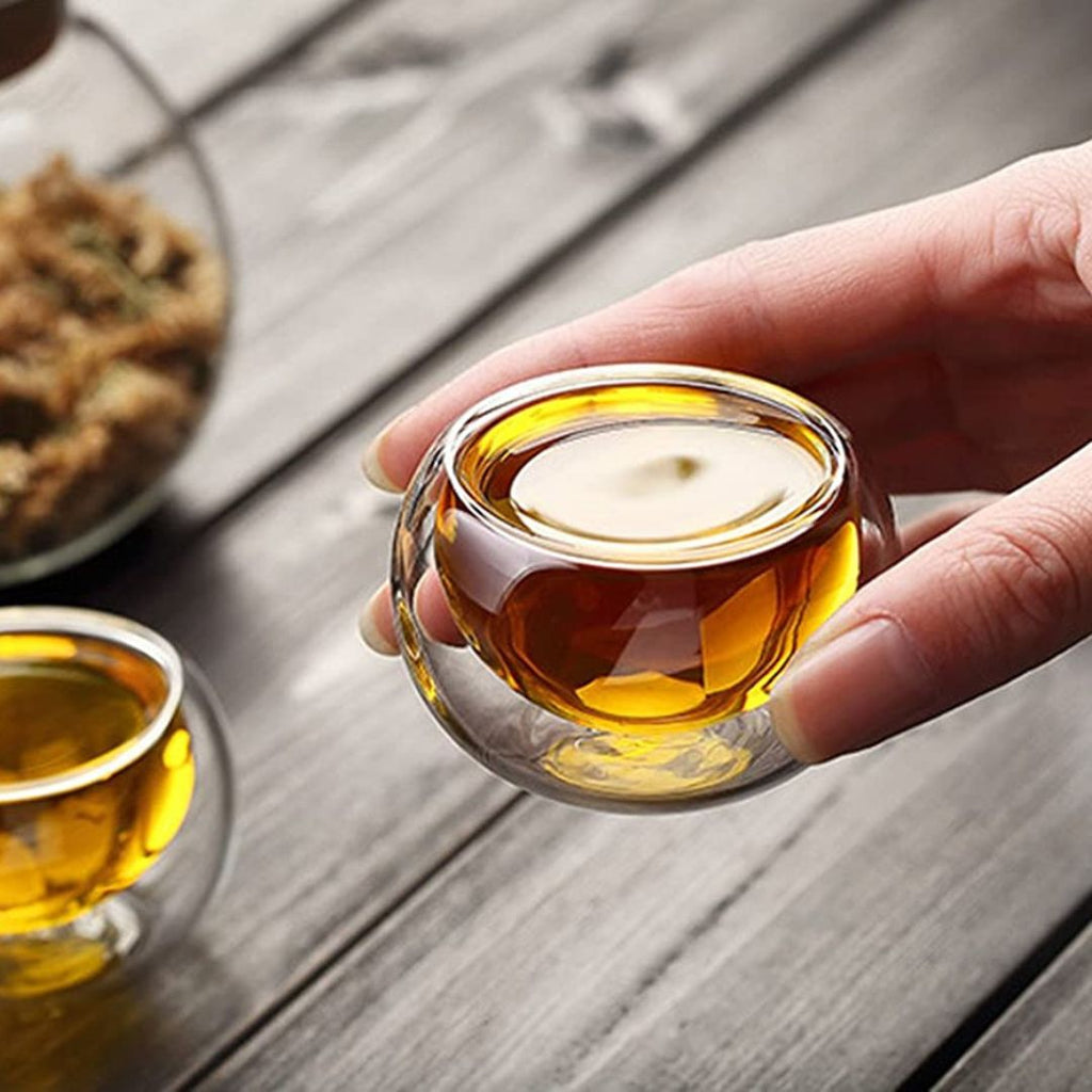Bộ 6 tách cà phê, trà thủy tinh Borosilicate treo tường đôi 50 ML