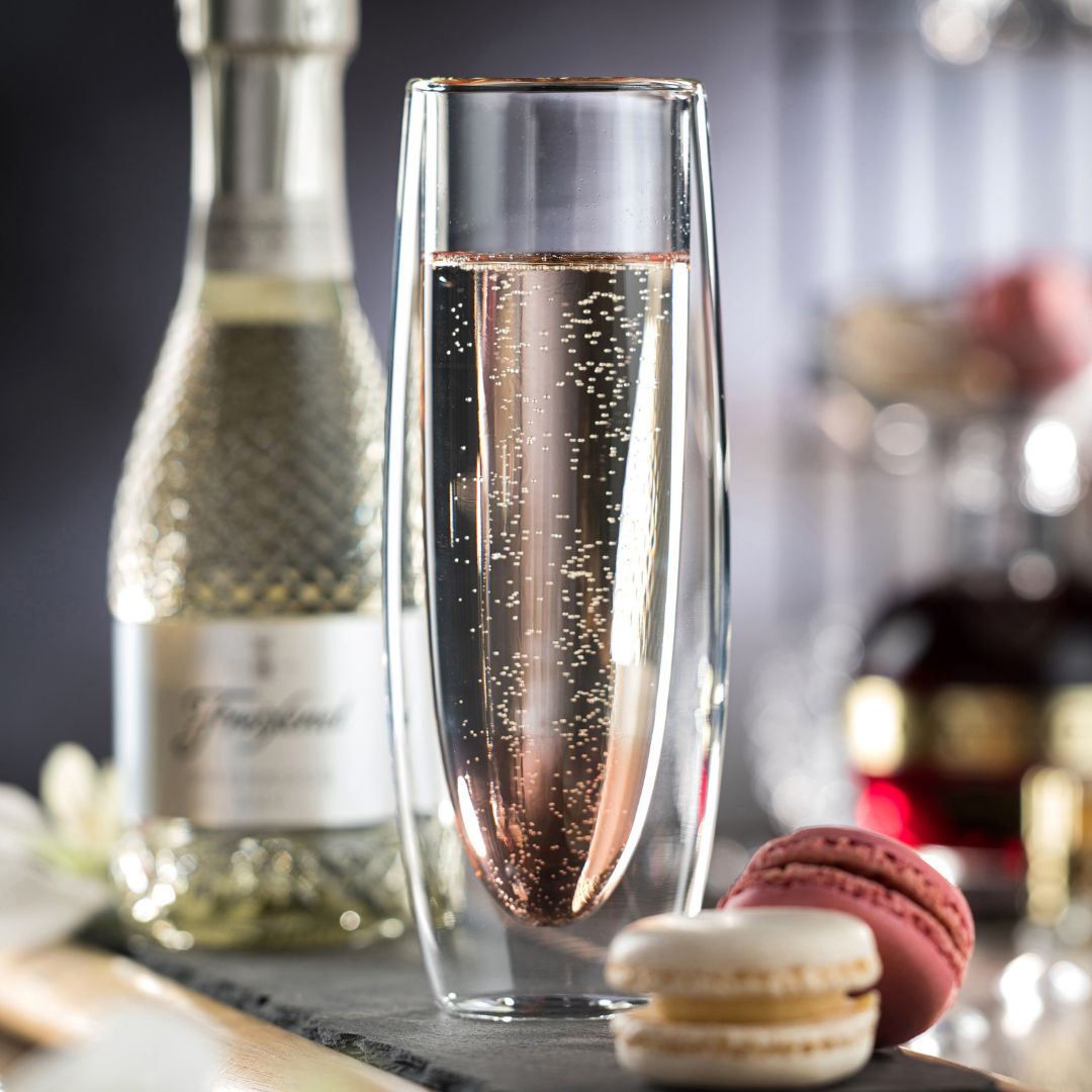 Double Wall Glass Champagne Flutes 250ML – Set of 2