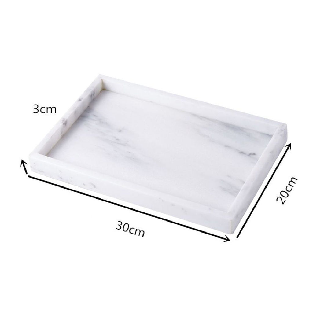Rectangular Natural White Marble Stone Decorative Trinket Vanity Tray