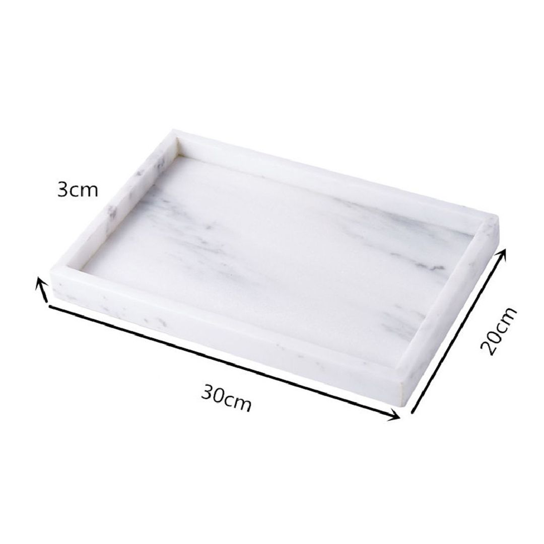 Rectangular Natural White Marble Stone Decorative Trinket Vanity Tray