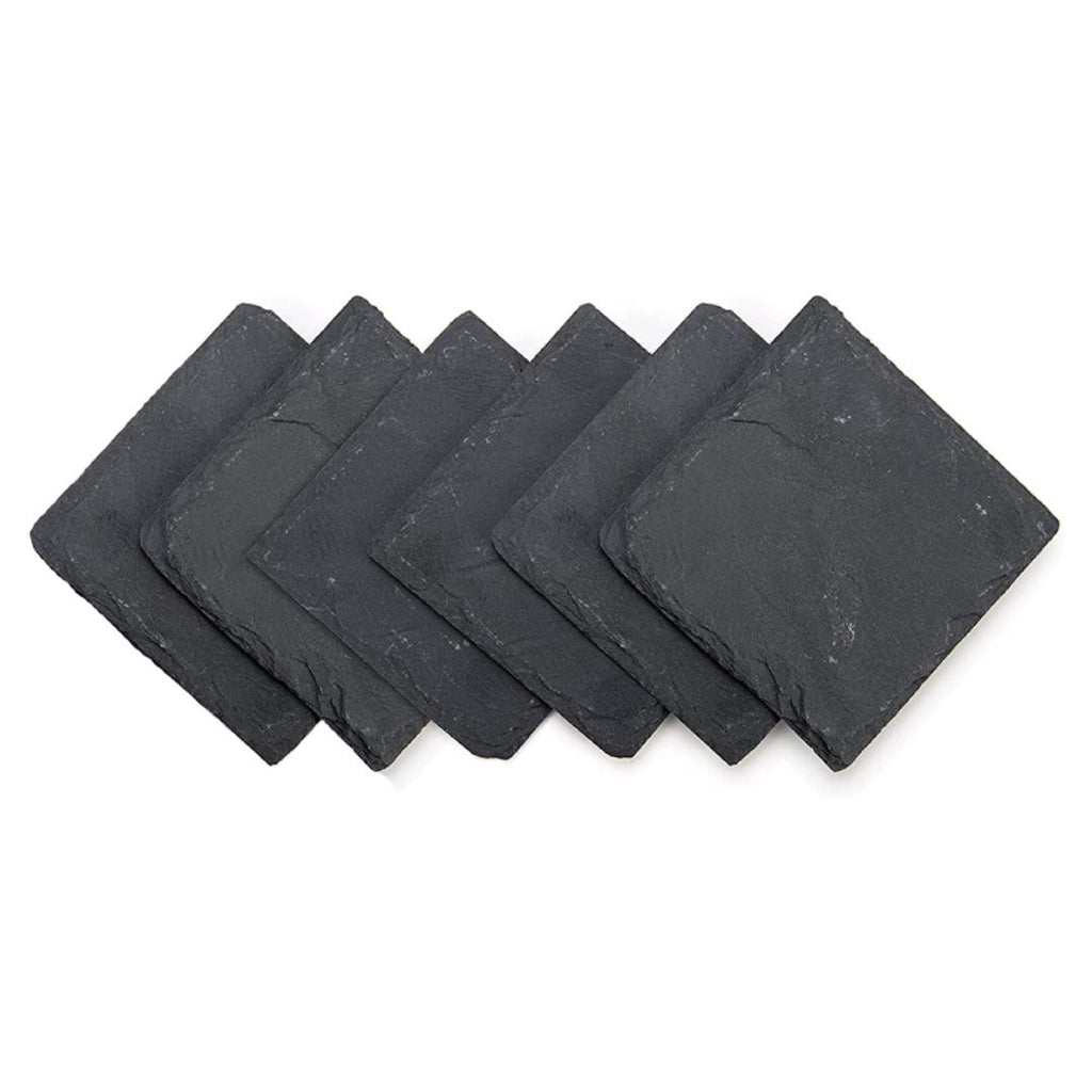 Natural Slate Square Coasters – Set of 6, 10x10cm