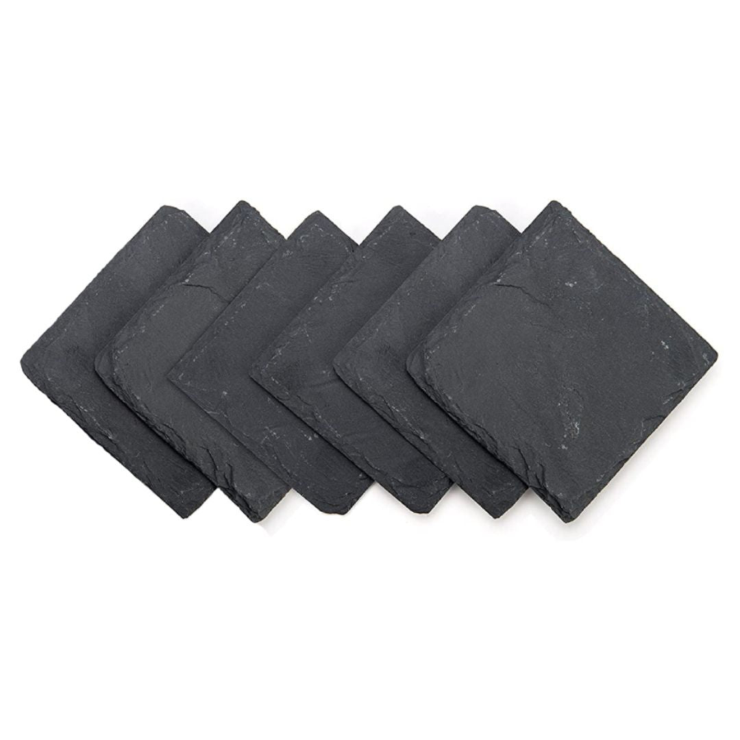 Natural Slate Square Coasters – Set of 6, 10x10cm