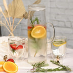 Heat Resistant 1500 ML Water Jug With Lid And Double wall Glass 350 ML (Set of 2)