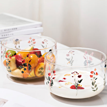 Salad Dessert Serving Bowls With Japanese Floral Print 650 ML (Set Of 2)