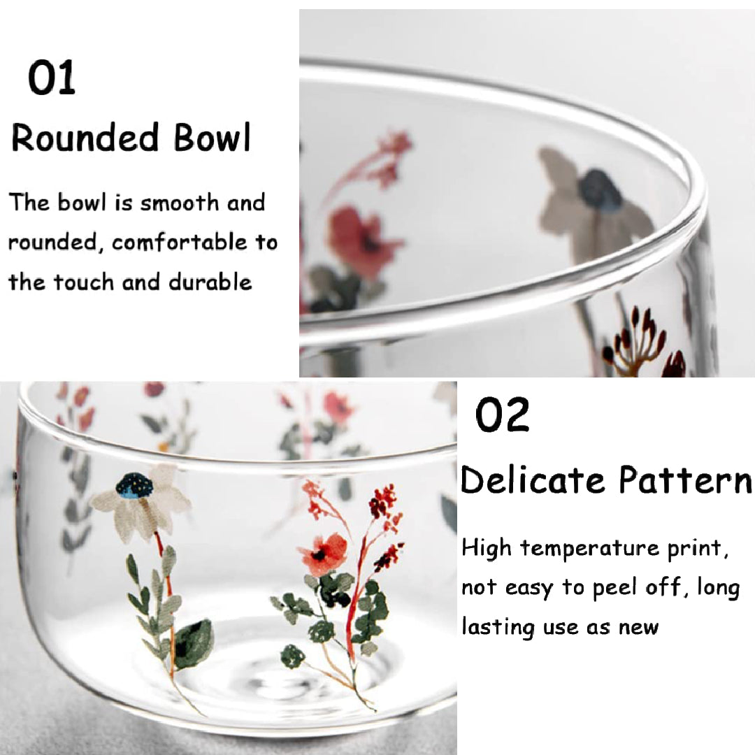 Salad Dessert Serving Bowls With Japanese Floral Print 650 ML (Set Of 2)