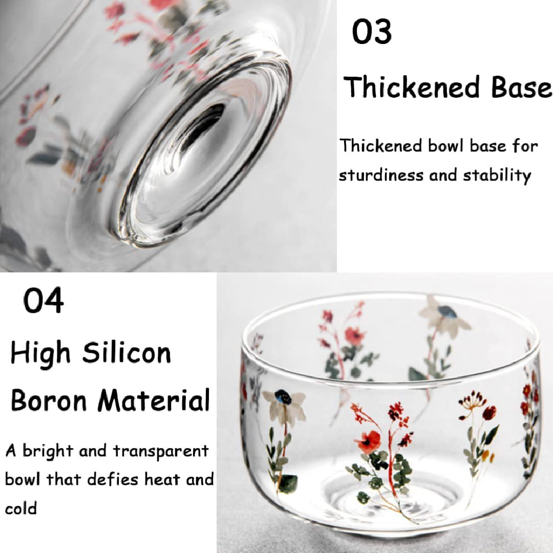 Salad Dessert Serving Bowls With Japanese Floral Print 650 ML (Set Of 2)