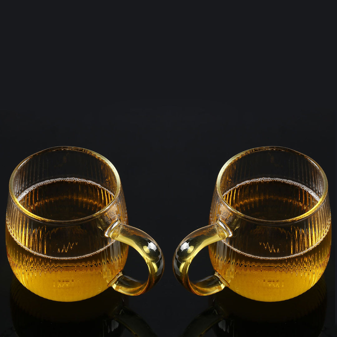 Heat Resistant 1500 ML Glass Water Pitcher With Stainless Steel Strainer Lid And Glass Mugs 350 ML (Set of 2)