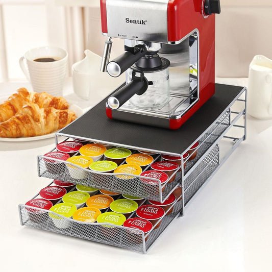 Double Layer Drawer Coffee Capsule Holder,72 Dolce Gusto K CUP Capsules