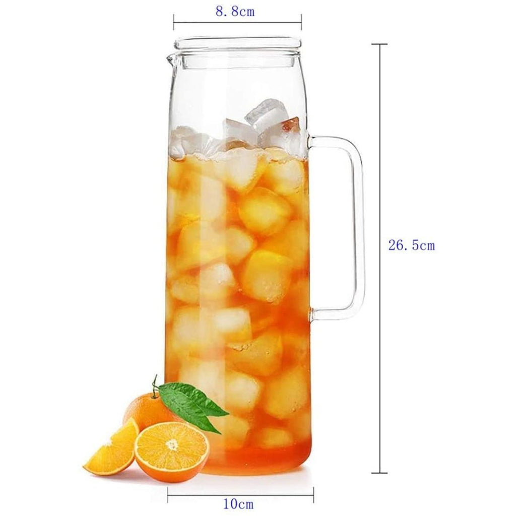 Heat Resistant 1500 ML Water Jug With Lid And Double wall Glass 350 ML (Set of 2)